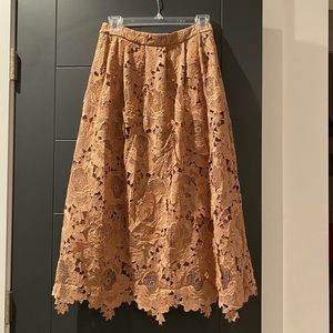 Tan Floral Enlaced Skirt